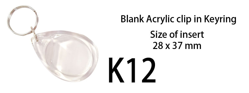 Blank Acrylic Keyring (28mm X 37mm) Teardrop, Clip-in photo frame keychain
