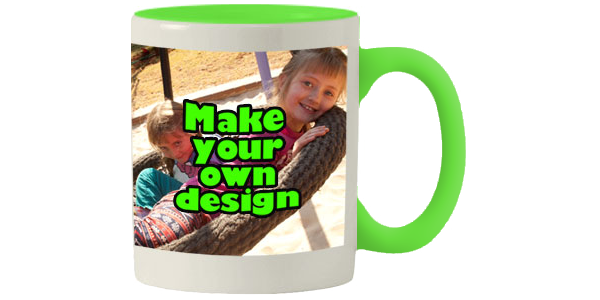 Printed Lime Green inner white mug with print
