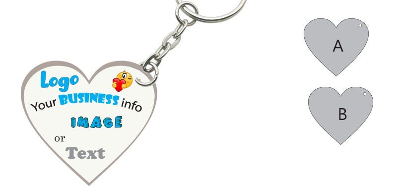 UV Printed Perspex Keyring (Heart)