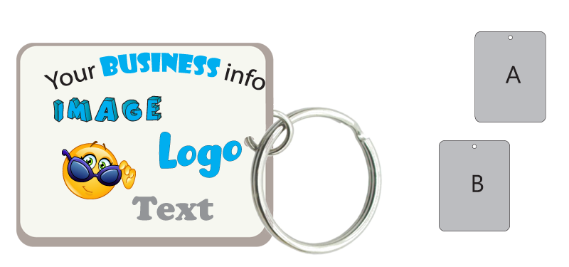 UV Printed Perspex Keyring 3.5 x 4.5cm