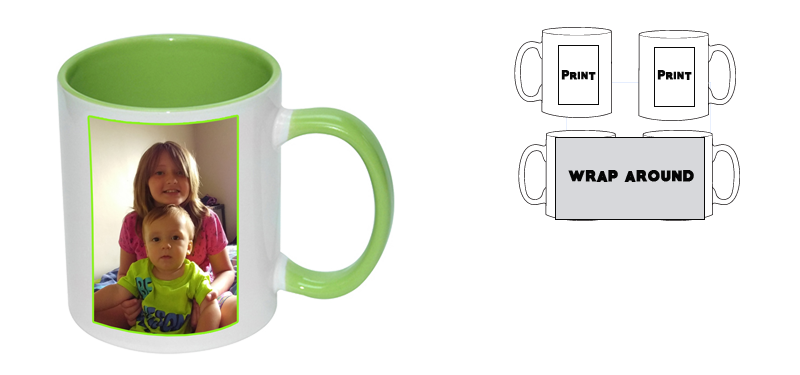 Personalised white Mug with Lime Green inner (Printed)
