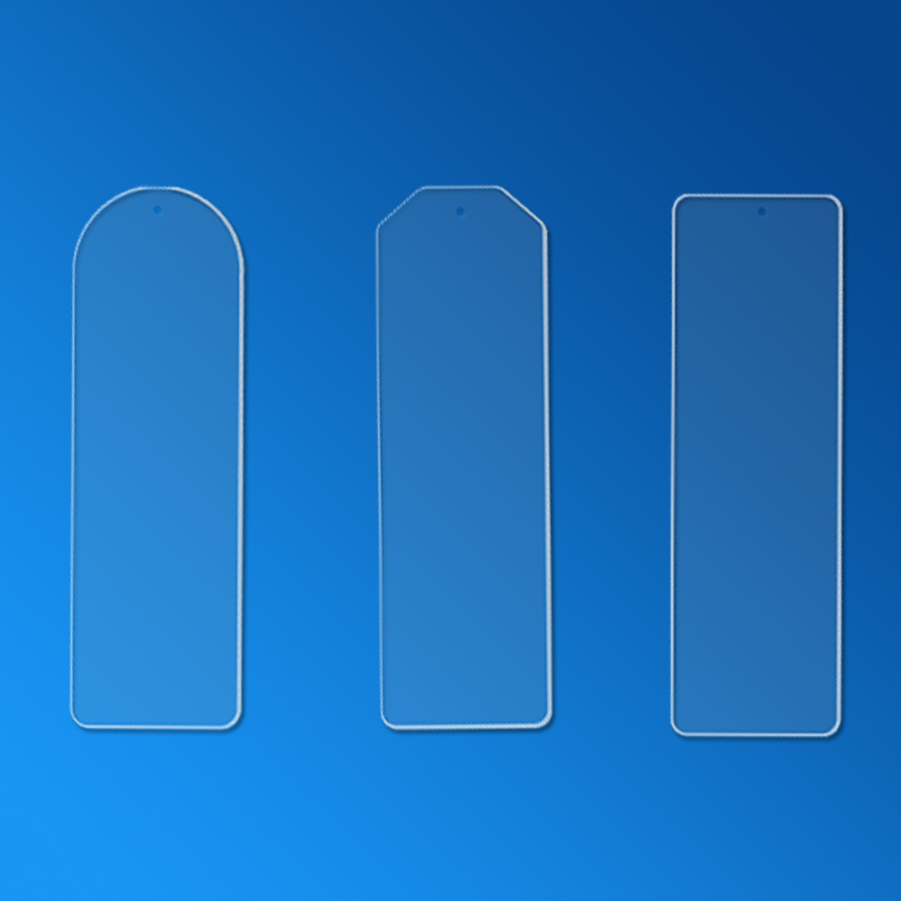  Perspex Bookmark Tag, Diagonal, 2mm, Clear 130 x 40 mm