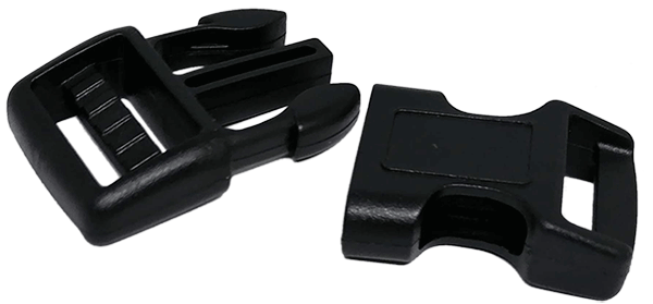 Buckle 20mm, Contour, Black, Quick release, Plastic