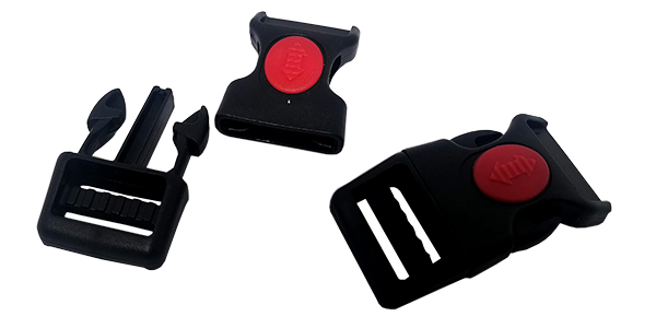 Buckle 20mm with lock, Black, Quick release, Plastic