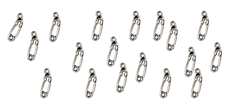 (Set of 18) Identical Safety Pins Charms