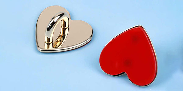 Attachment clip for phone, Heart shaped, Gold