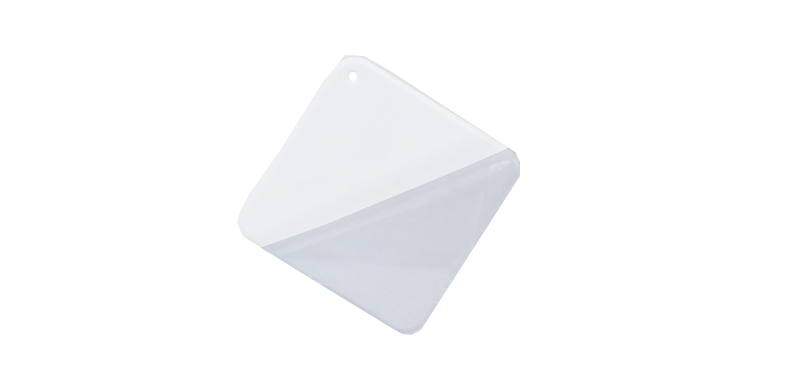 Perspex Tag 2mm, Clear, 50mm Square with corner hole