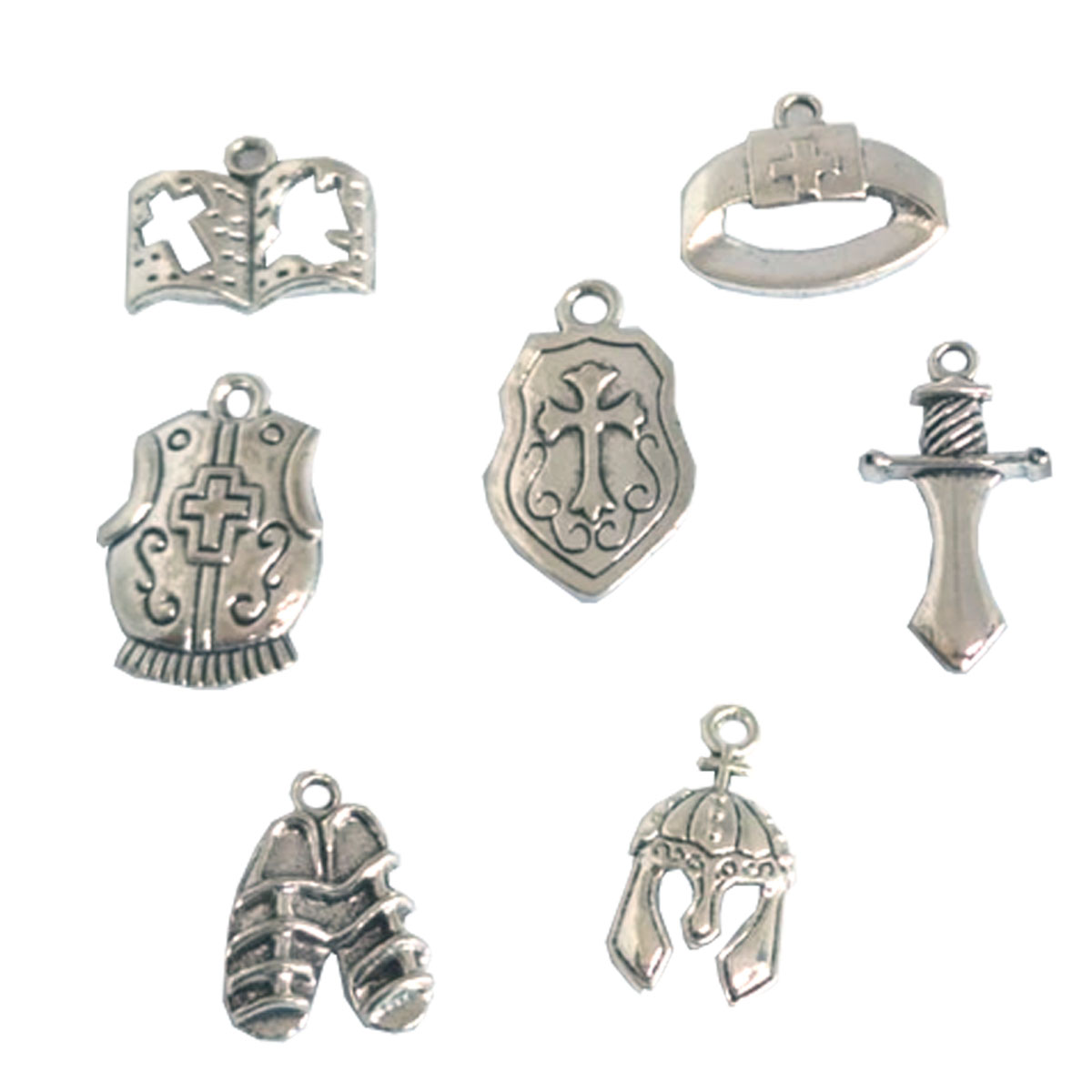 Armor Of God Charms Silver (Bag with 7 Charms)