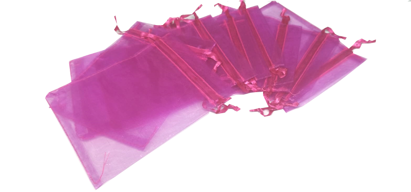 Organza bag, 90x120mm, Cerise pink and purple
