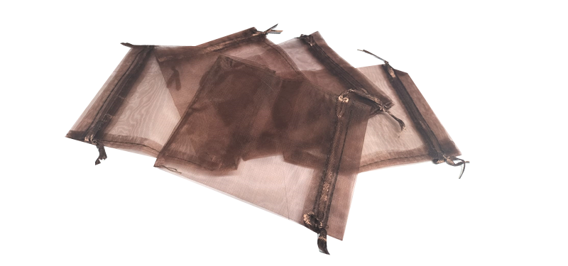 Organza bag, 90x120mm, Chocolate brown