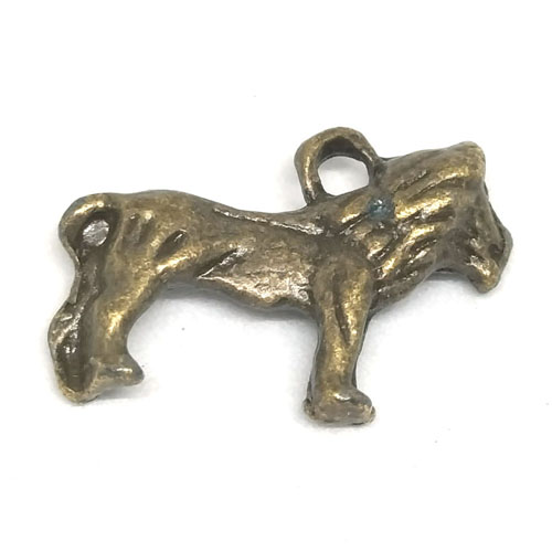Charm, 3 Antique Brass Lion Charms