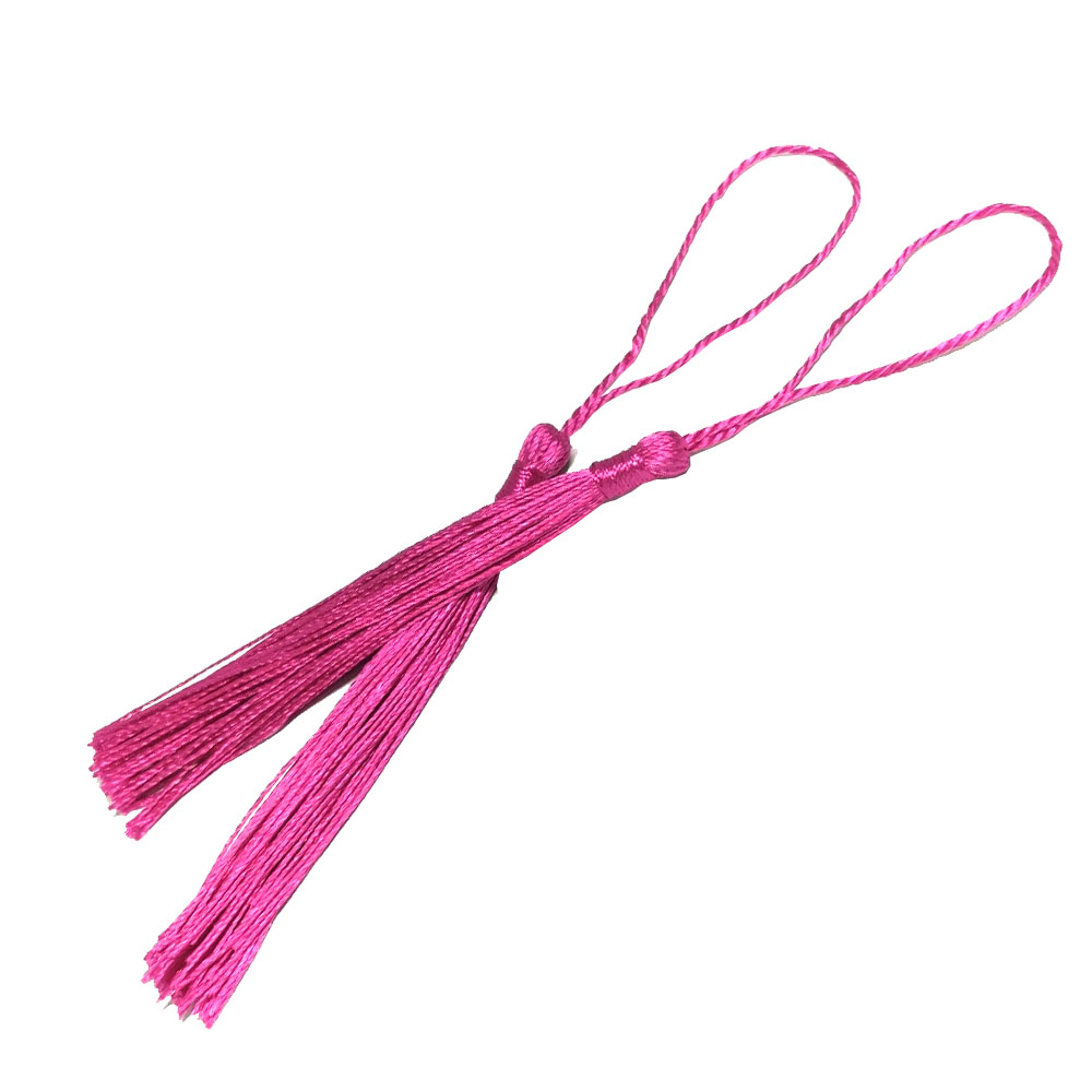 Raspberry Pink Tassel, Thread 80mm with loop