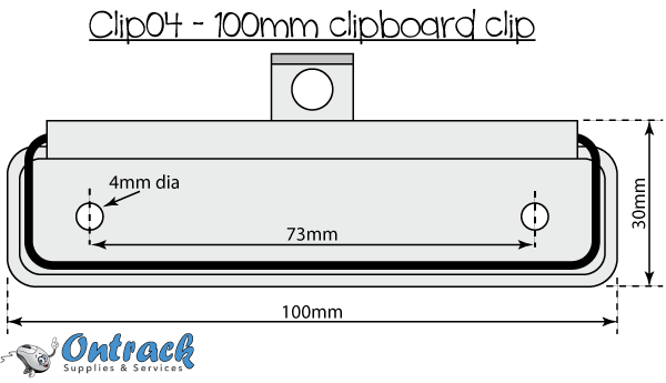 Clipboard clip 100mm wide (Silver)