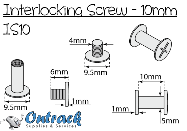 Interlocking screw 10mm, Aluminium