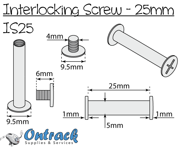 Interlocking screw 25mm, Antique Brass