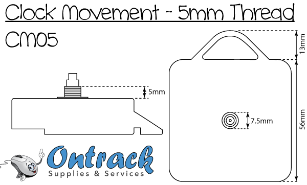 Clock Movement Mechanism 5mm thread (Exclude hands)