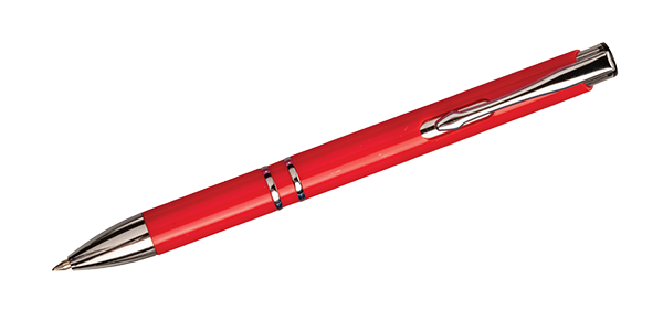 Stylish ballpoint pen, black ink - Red