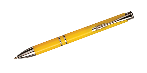 Stylish ballpoint pen, black ink - Yellow