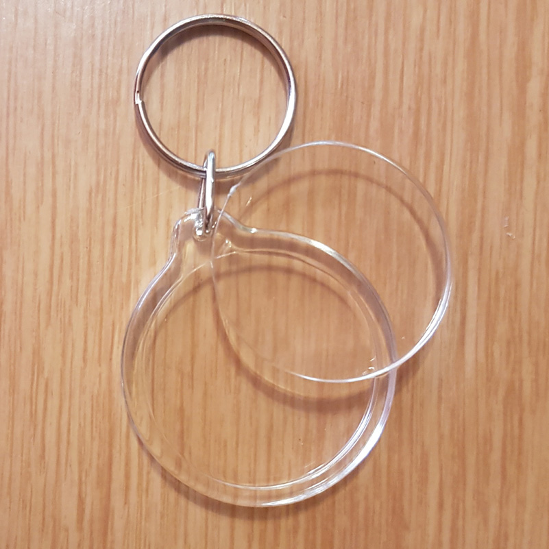Blank Acrylic Keyring Round (36mm diameter) Photo, clip-in keychain, Photo frame keytag