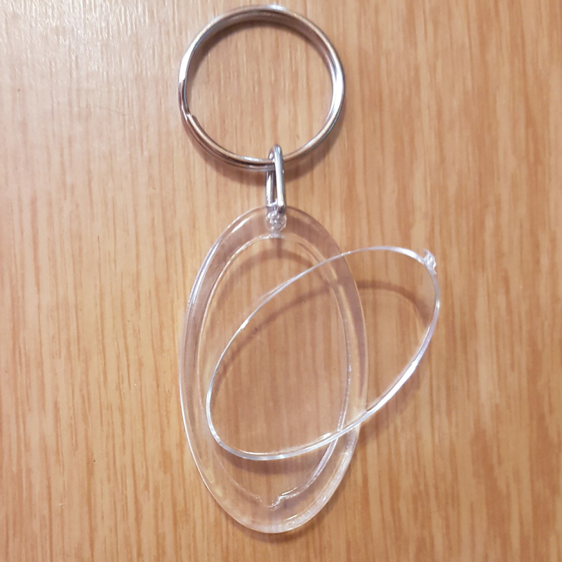 Blank Acrylic Keyring Oval Shaped (22mm X 39mm)