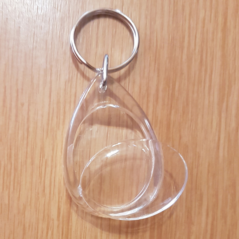 Blank Acrylic Keyring (28mm X 37mm) Teardrop, Clip-in photo frame keychain